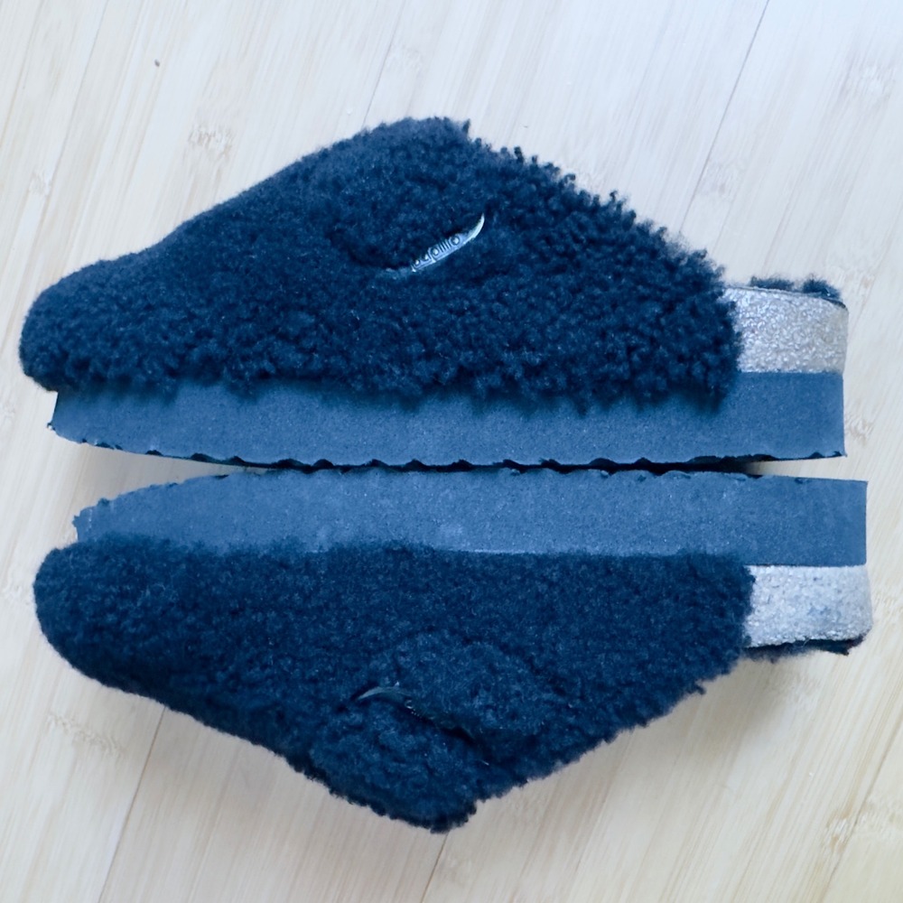 Papillio by Birkenstock Boston Teddy Black Shearling Platform Clogs EU 40 US 9 - Picture 2 of 10